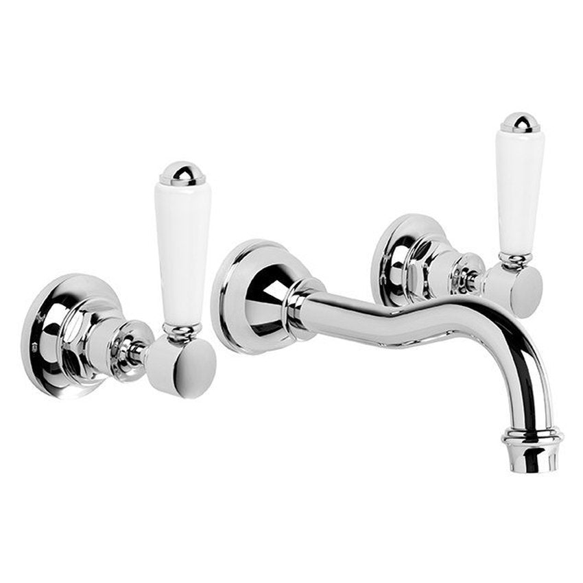 Brodware Winslow Wall Set, 160mm, White Porcelain Lever