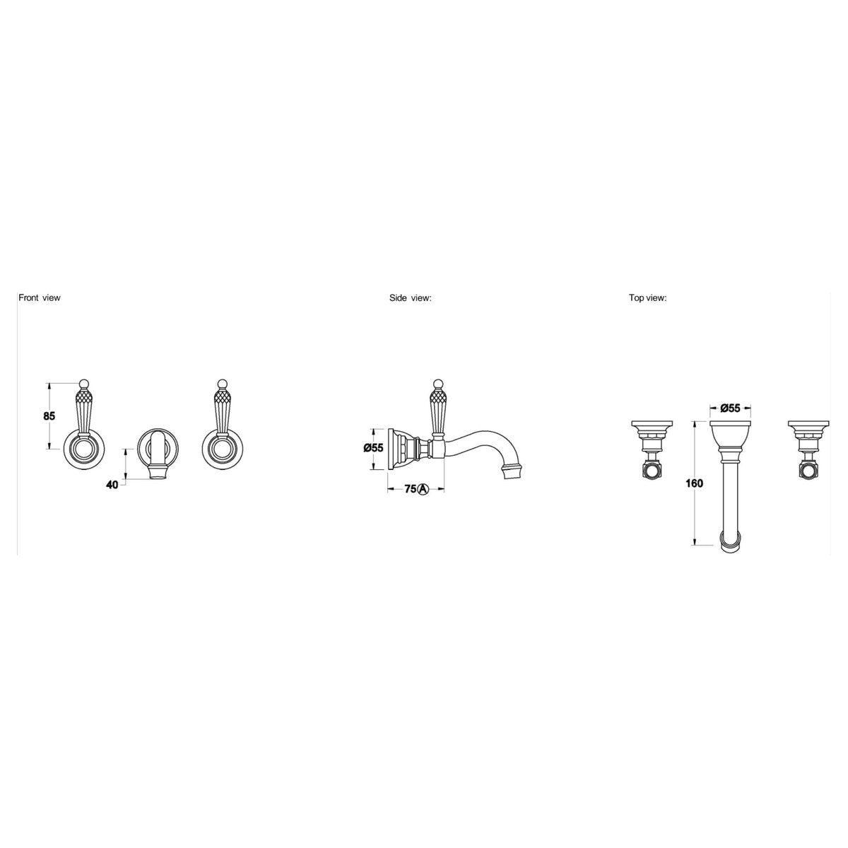 Brodware Winslow Wall Set, 160mm, Kristall Lever
