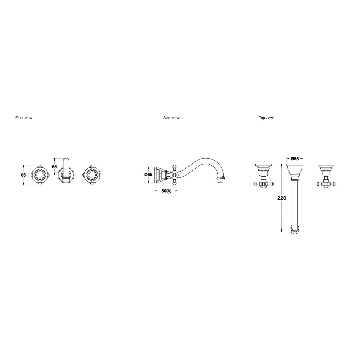 Brodware Winslow Wall Set, 220mm, Cross Handle - Ceramic Disc