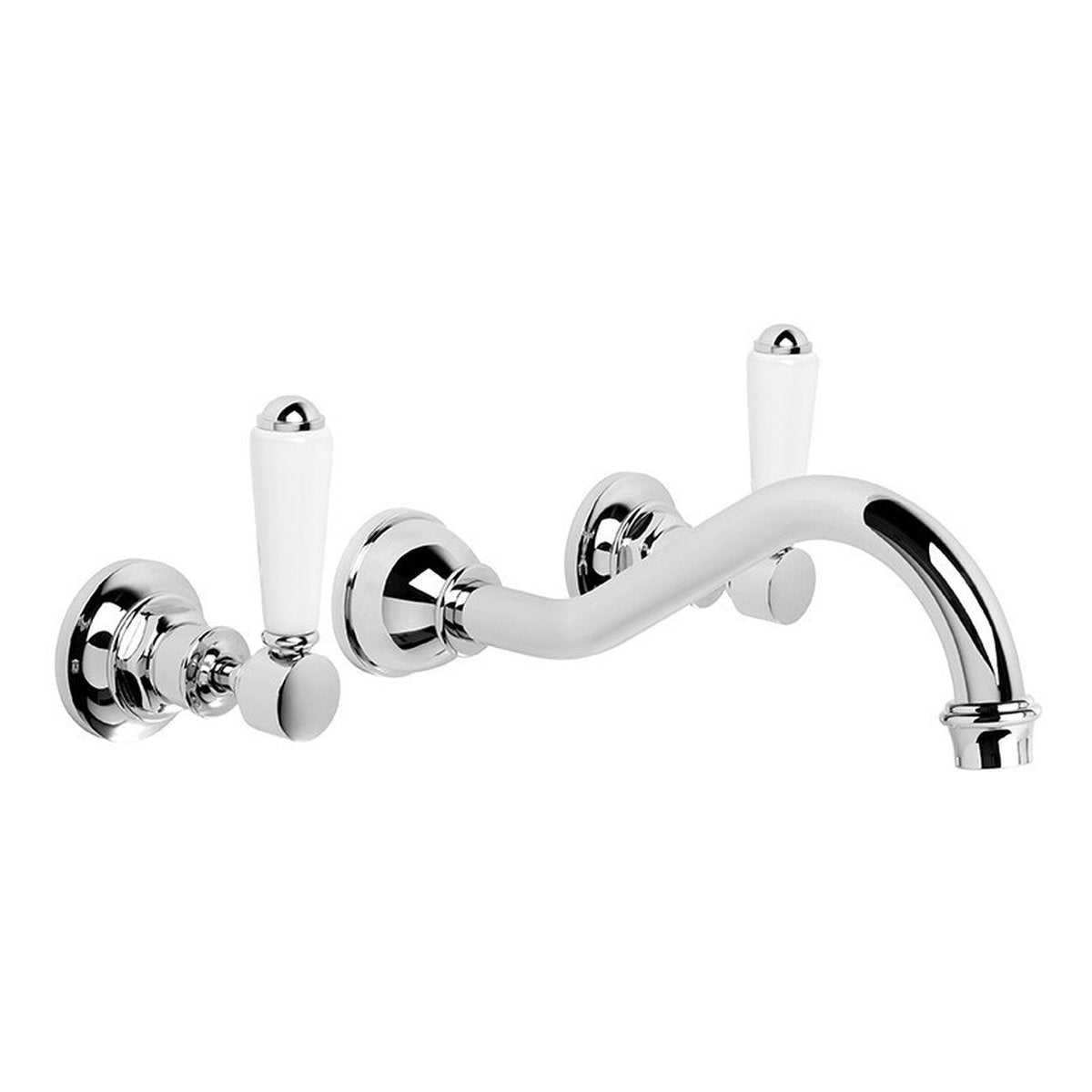 Brodware Winslow Wall Set, 220mm, White Porcelain Lever