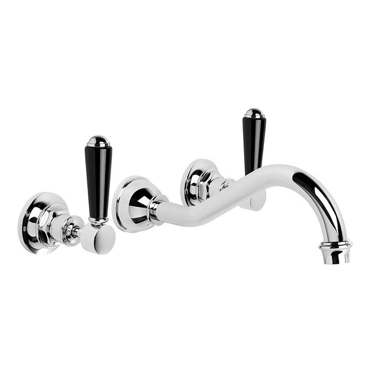 Brodware Winslow Wall Set, 220mm, Black Porcelain Lever