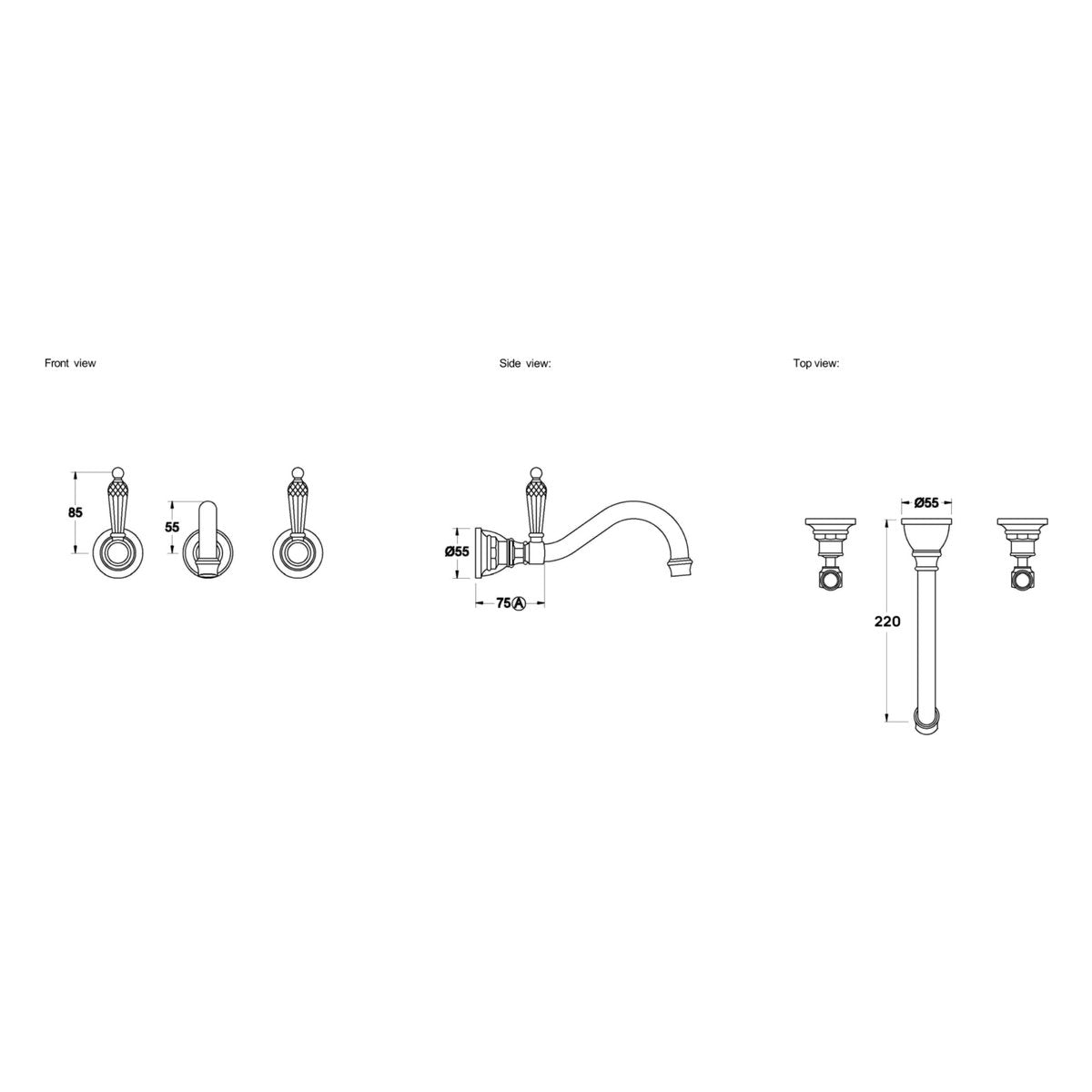 Brodware Winslow Wall Set, 220mm, Kristall Lever