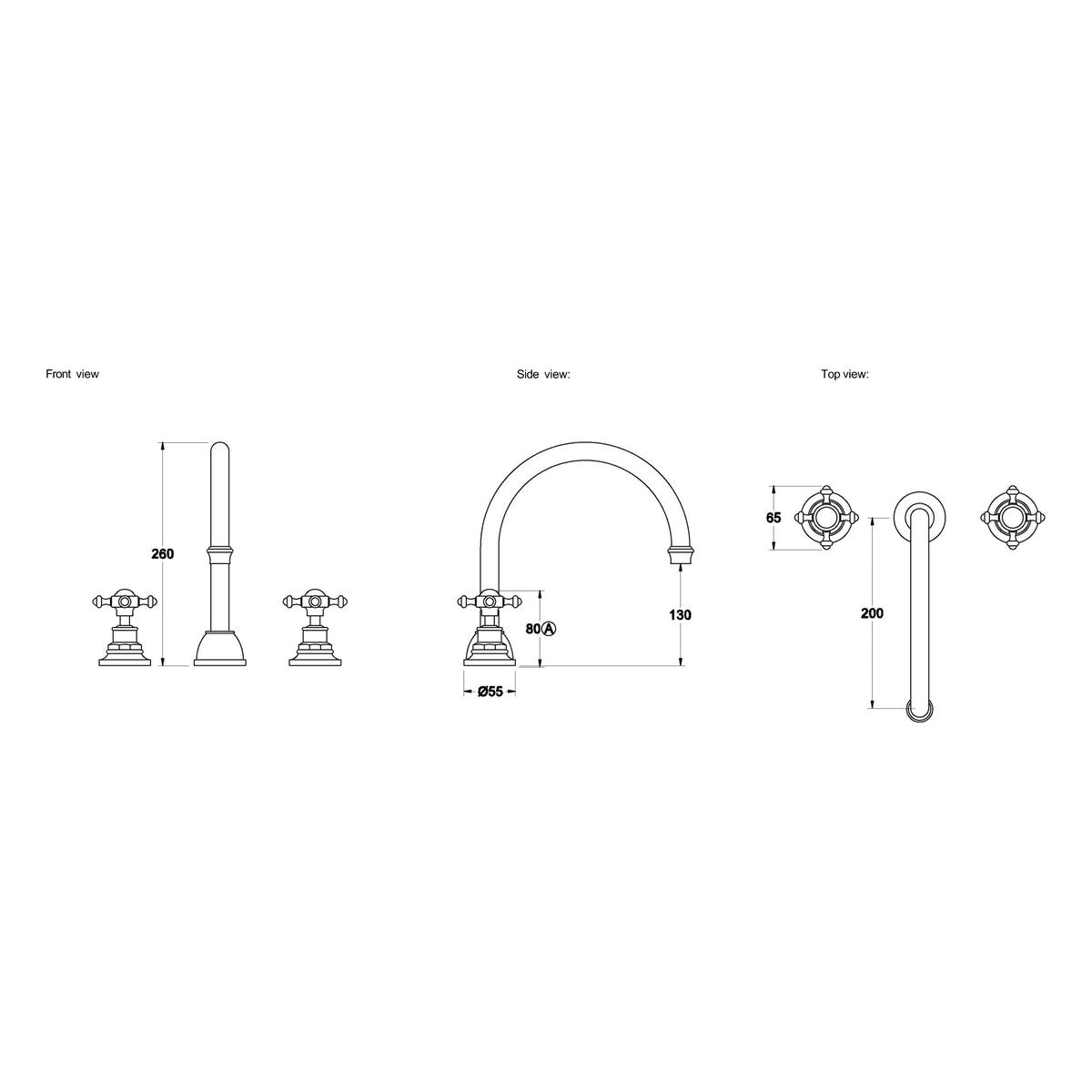 Brodware Winslow Bath Set III, Cross Handle - Ceramic Disc
