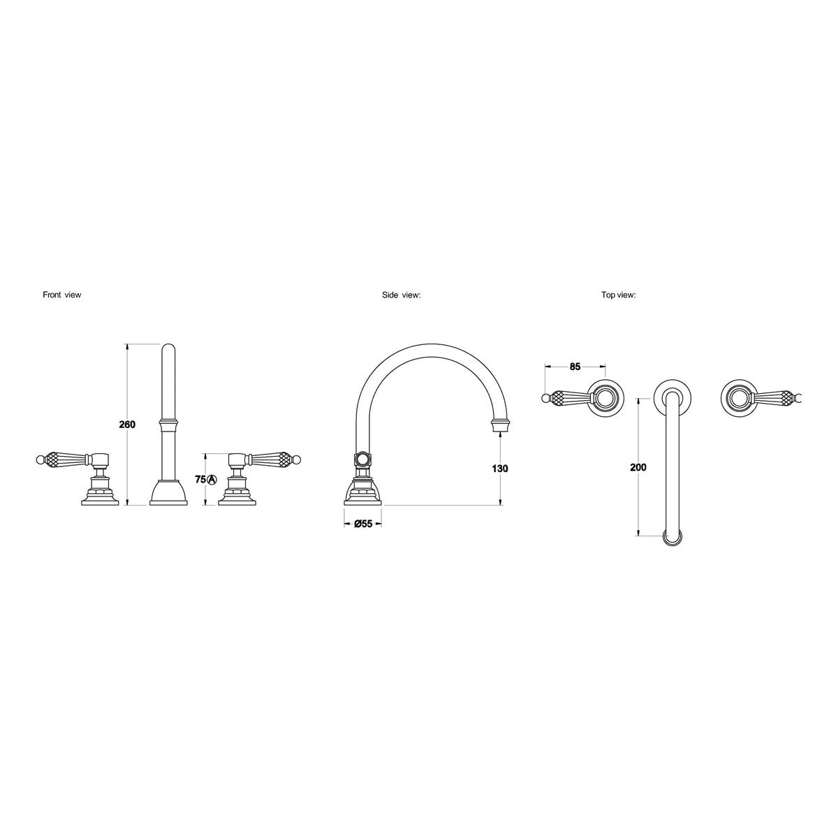Brodware Winslow Bath Set III, Kristall Lever
