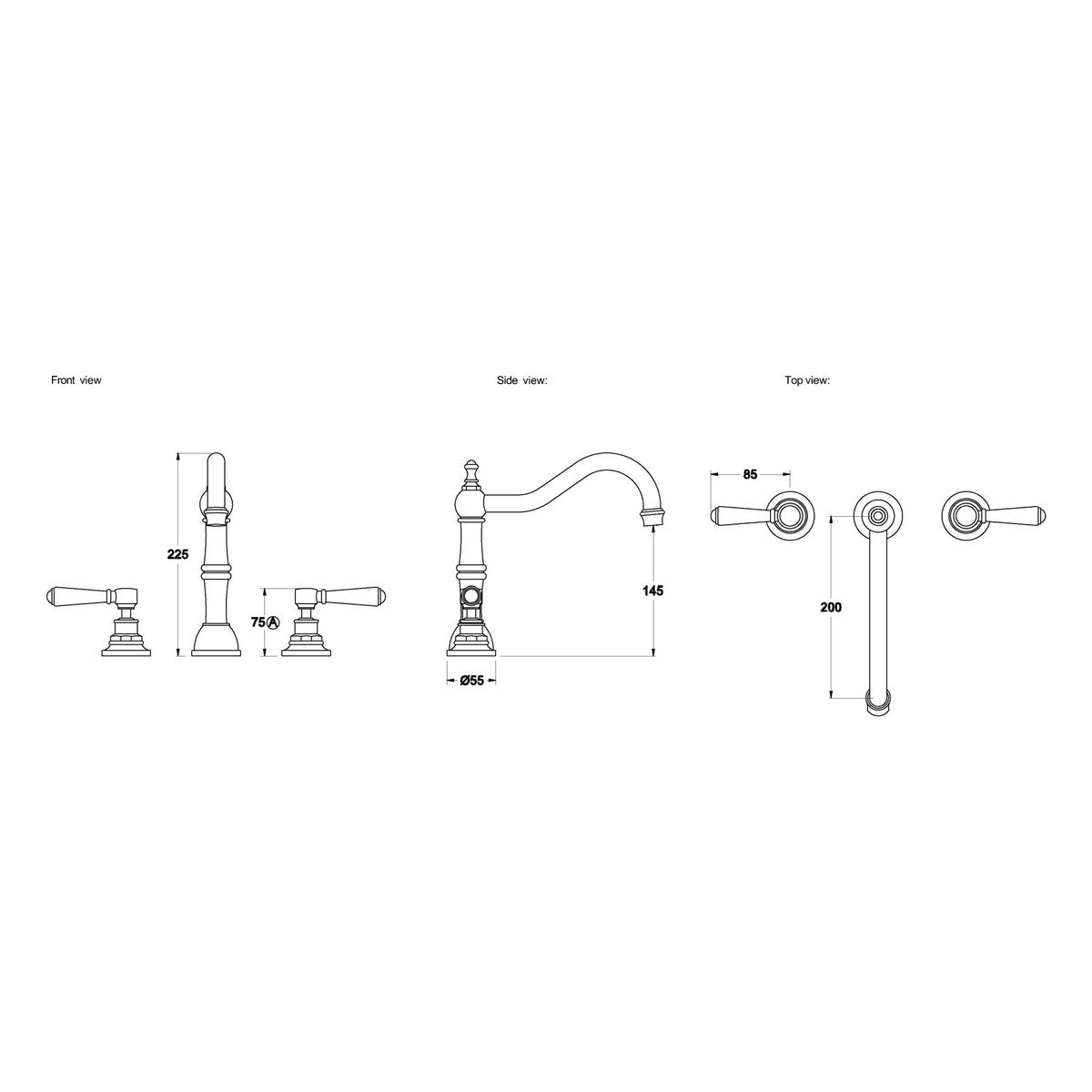Brodware Winslow Bath Set II, Metal Lever