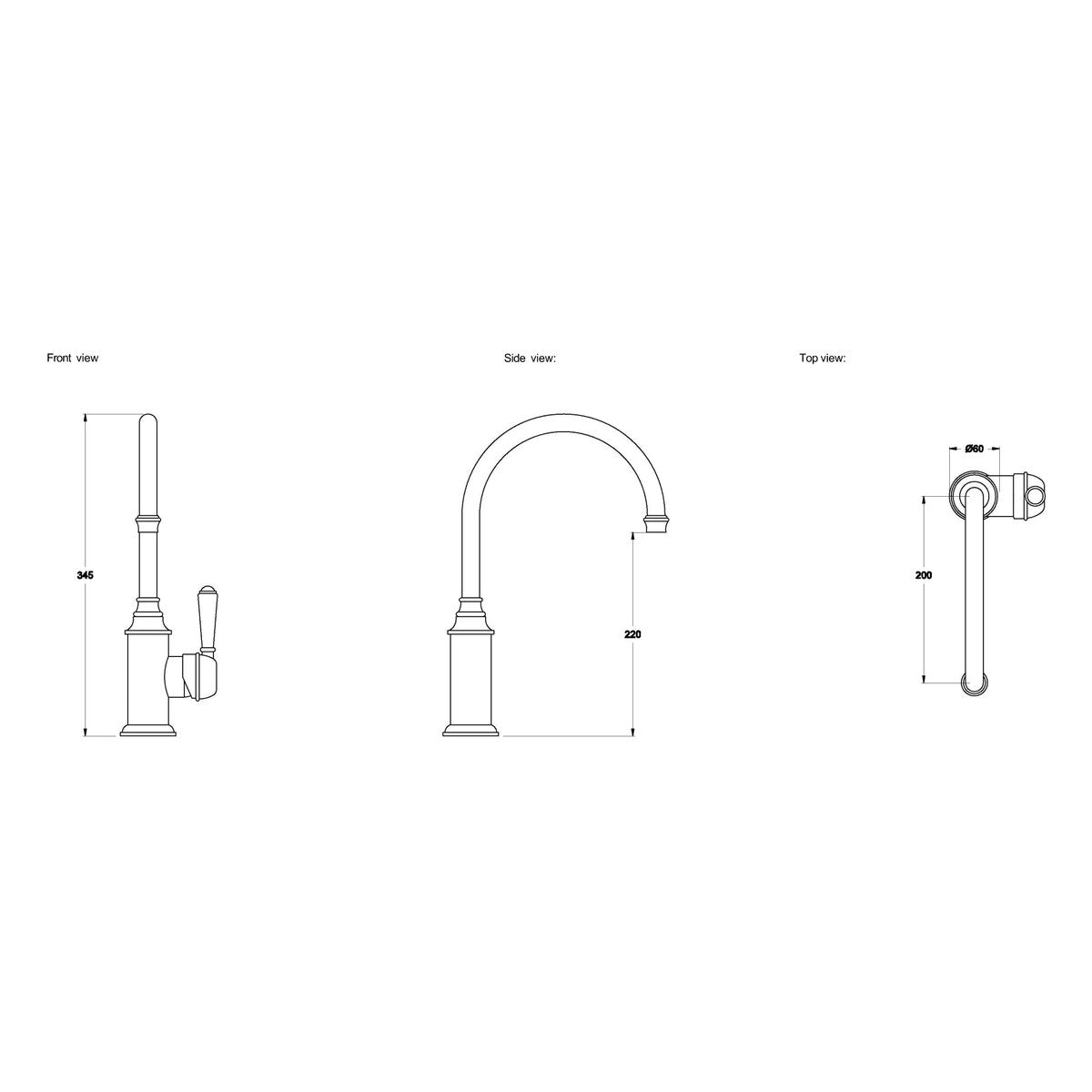 Brodware Winslow Kitchen Mixer V, Metal Lever