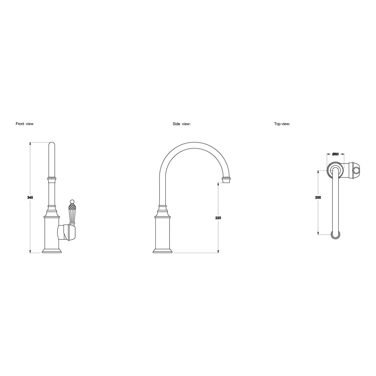 Brodware Winslow Kitchen Mixer V, Kristall Lever
