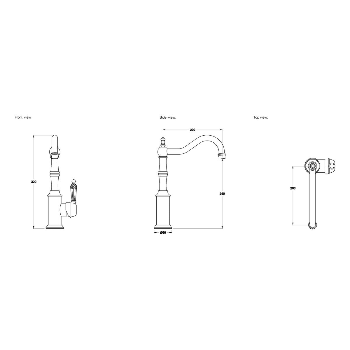 Brodware Winslow Kitchen Mixer IV, Kristall Lever