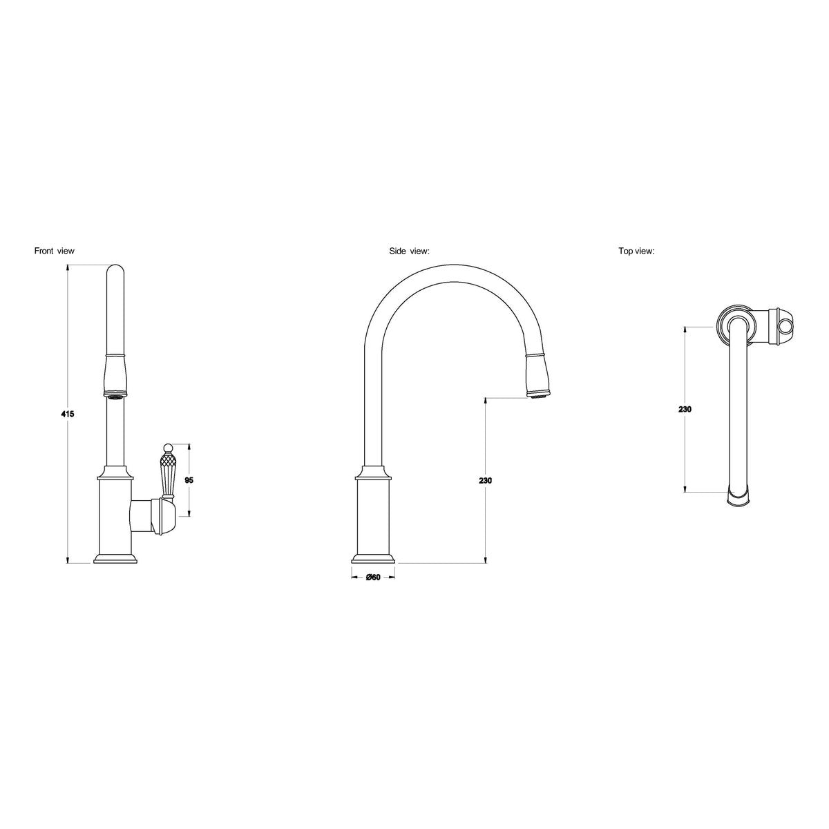Brodware Winslow Pullout Kitchen Mixer III, Kristall Lever