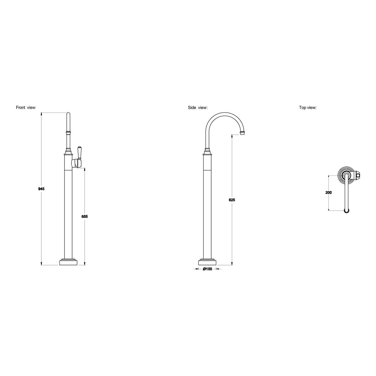 Brodware Winslow Bath Mixer II, Metal Lever
