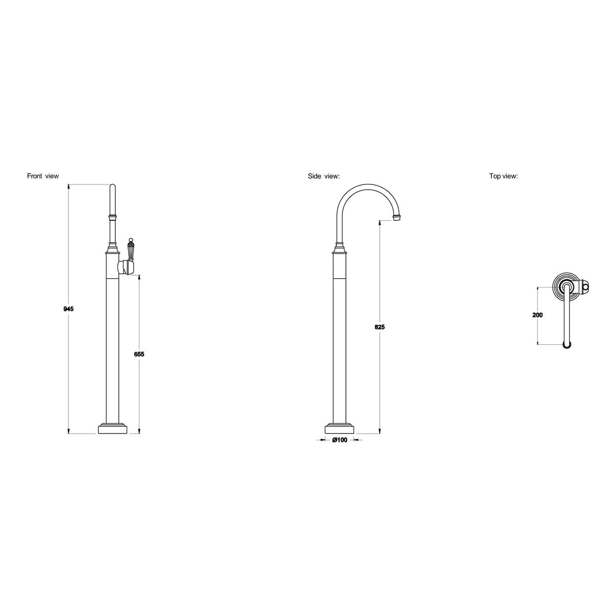 Brodware Winslow Bath Mixer II, Kristall Lever