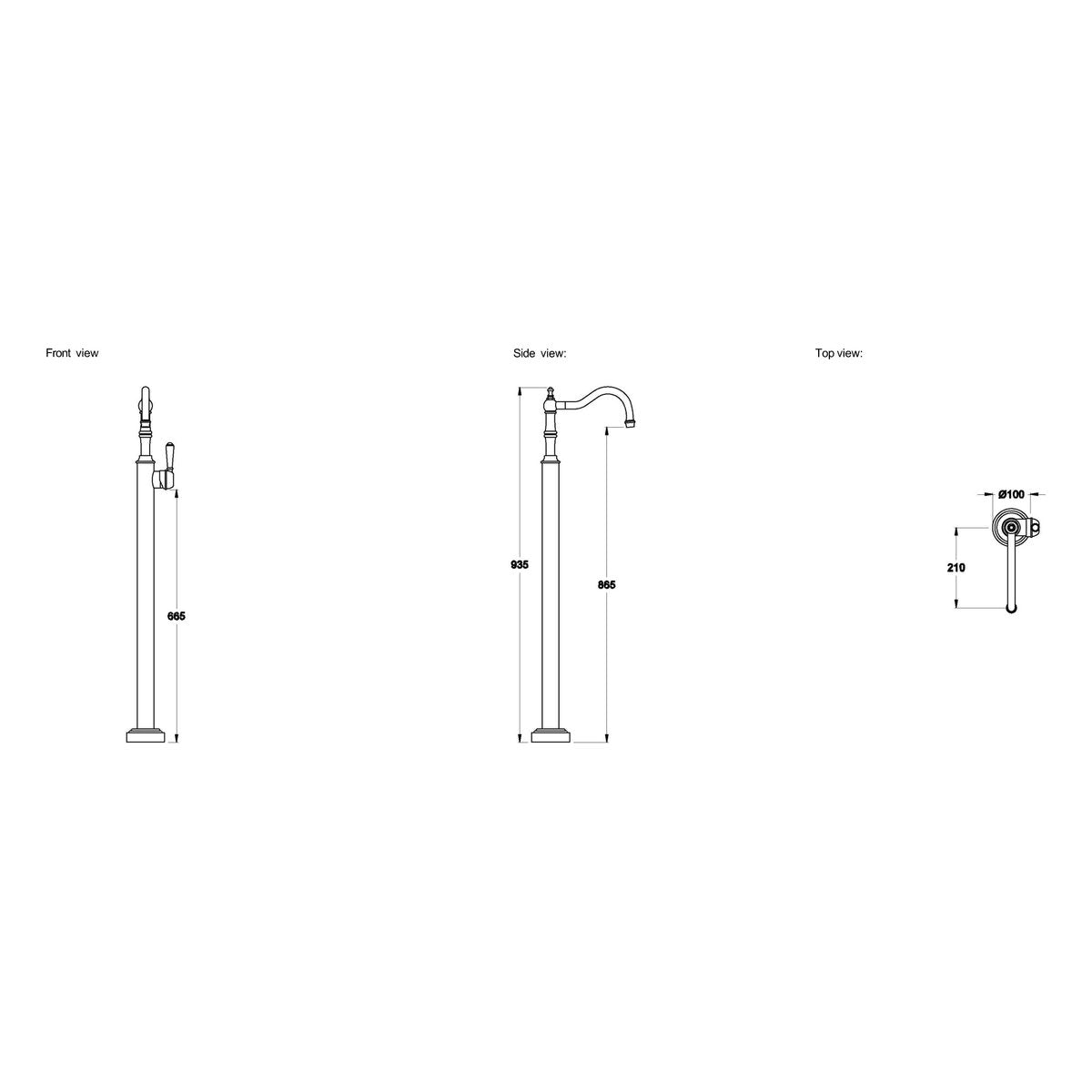 Brodware Winslow Bath Mixer I, Metal Lever