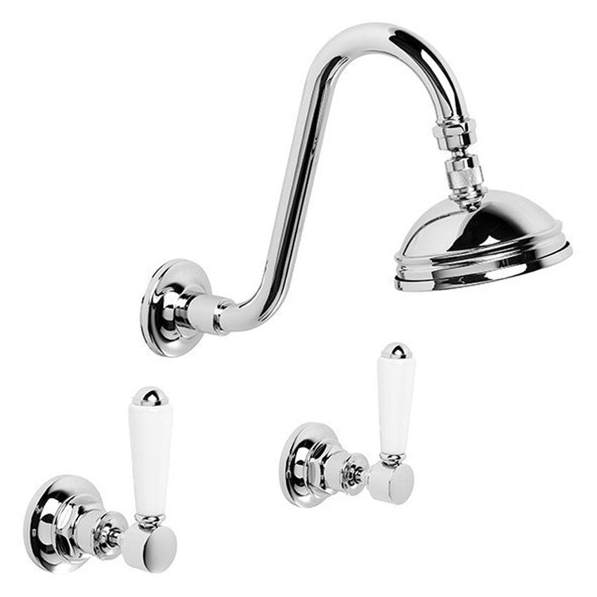 Brodware Winslow Shower Set, 100mm, White Porcelain Lever