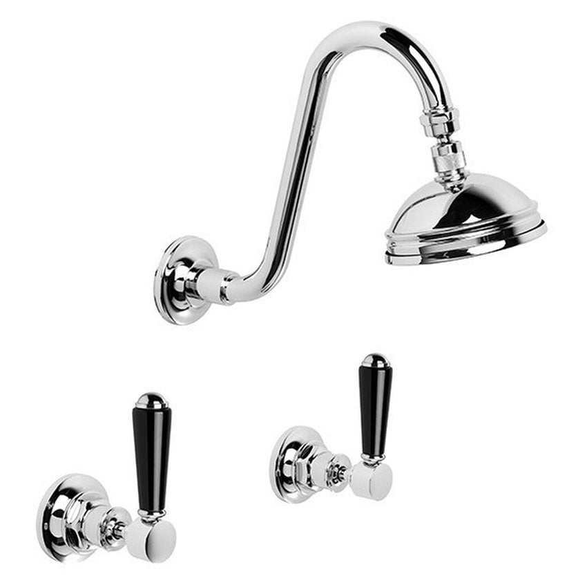 Brodware Winslow Shower Set, 100mm, Black Porcelain Lever