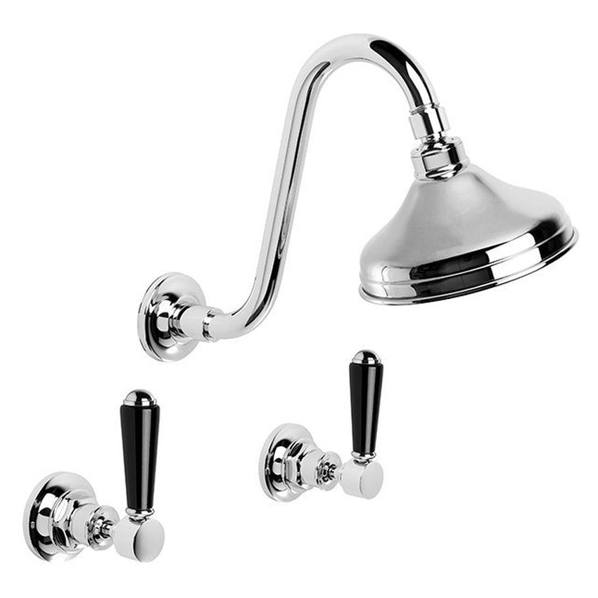 Brodware Winslow Shower Set, 150mm, Black Porcelain Lever