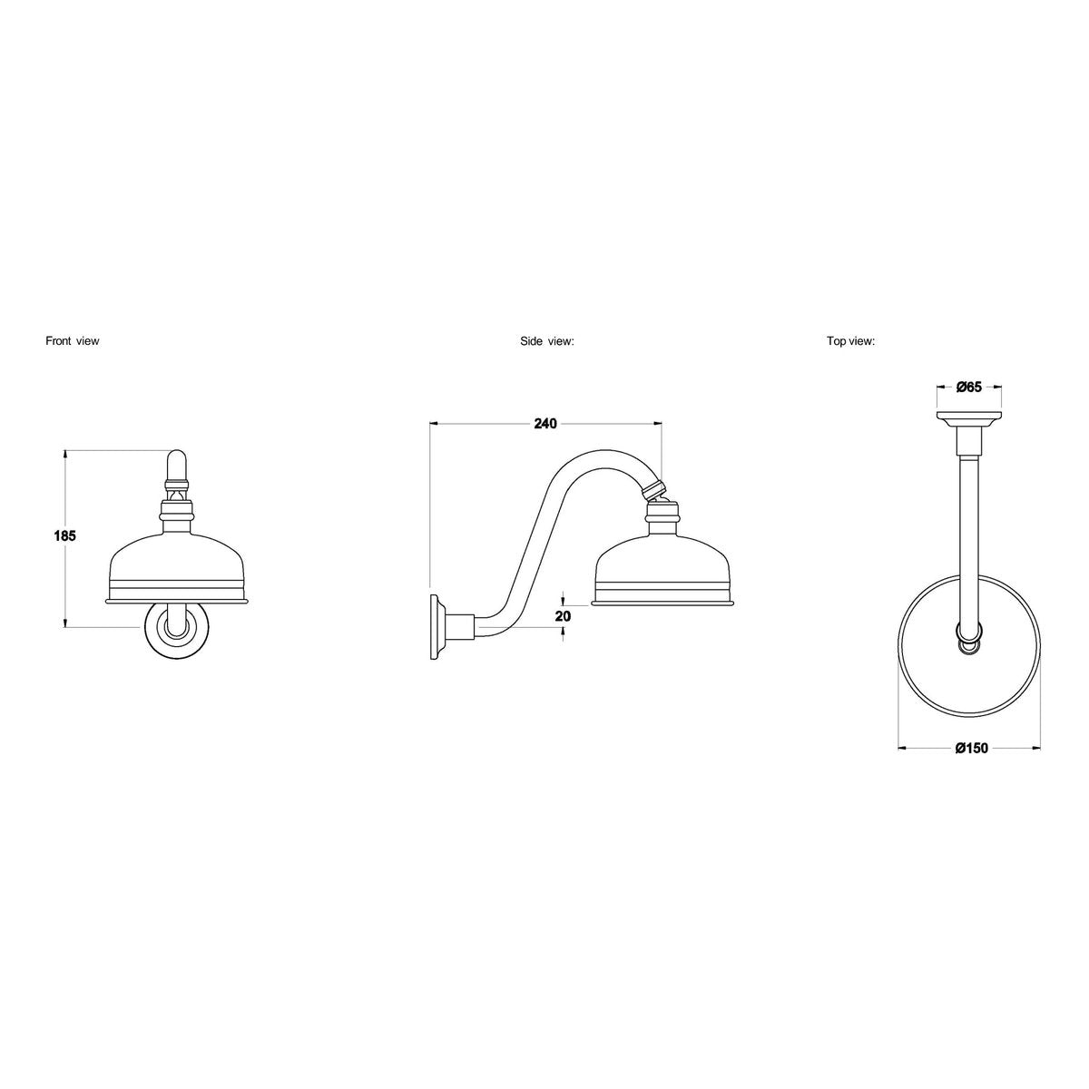 Brodware Winslow Shower Rose & Arm, 150mm