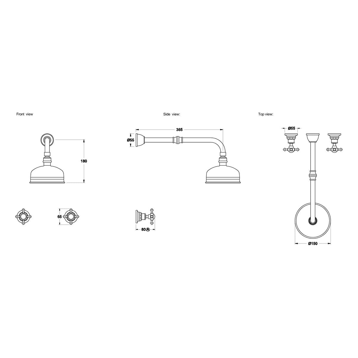 Brodware Winslow Shower Set VII, Cross Handle - Ceramic Disc