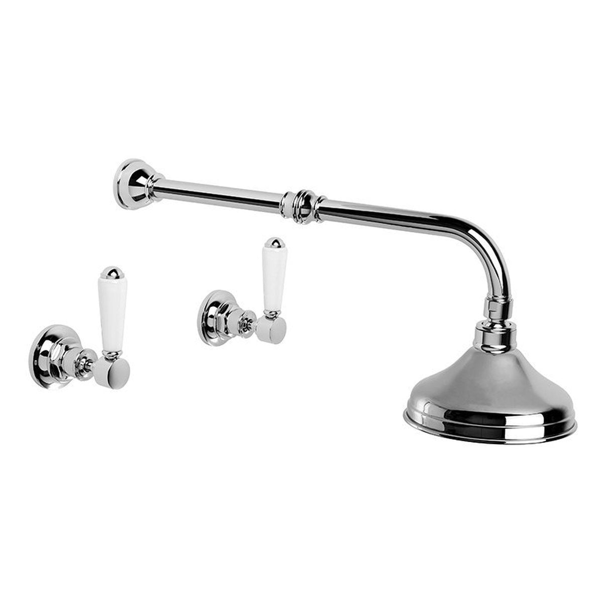 Brodware Winslow Shower Set VII, White Porcelain Lever