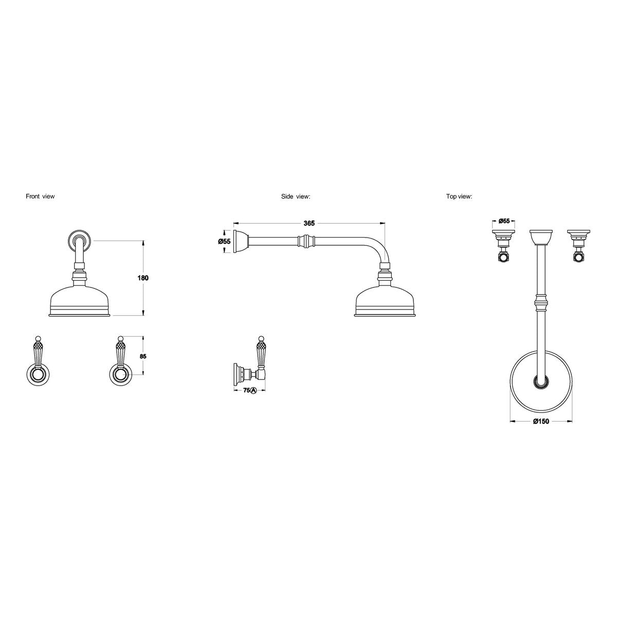 Brodware Winslow Shower Set VII, Kristall Lever