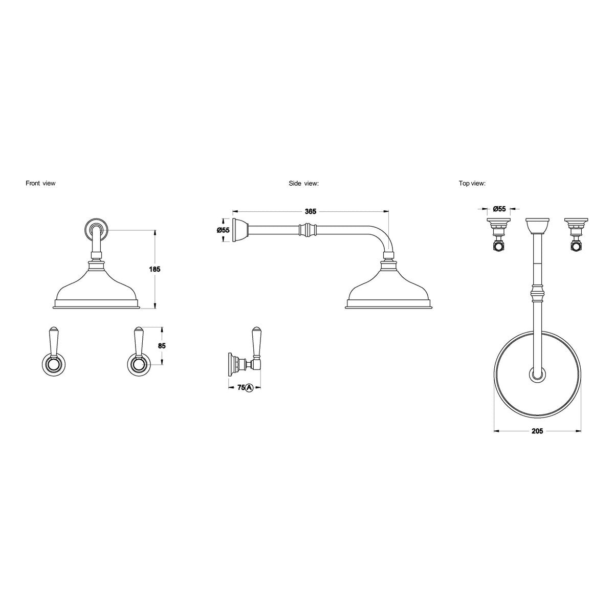 Brodware Winslow Shower Set VII, Metal Lever