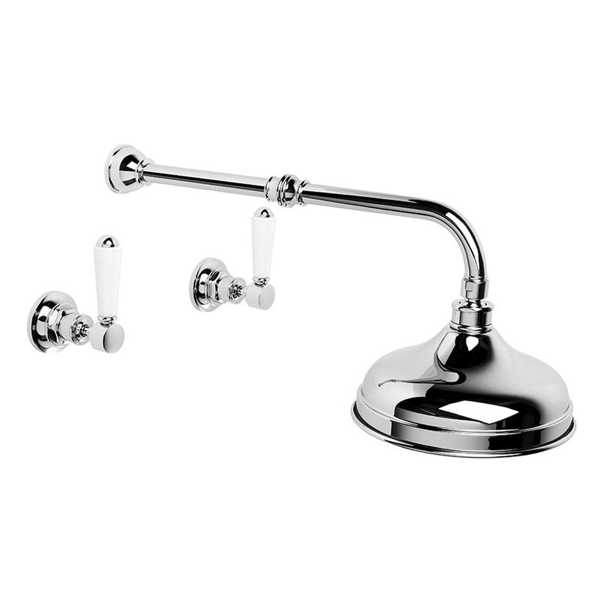 Brodware Winslow Shower Set, 200mm, White Porcelain Lever