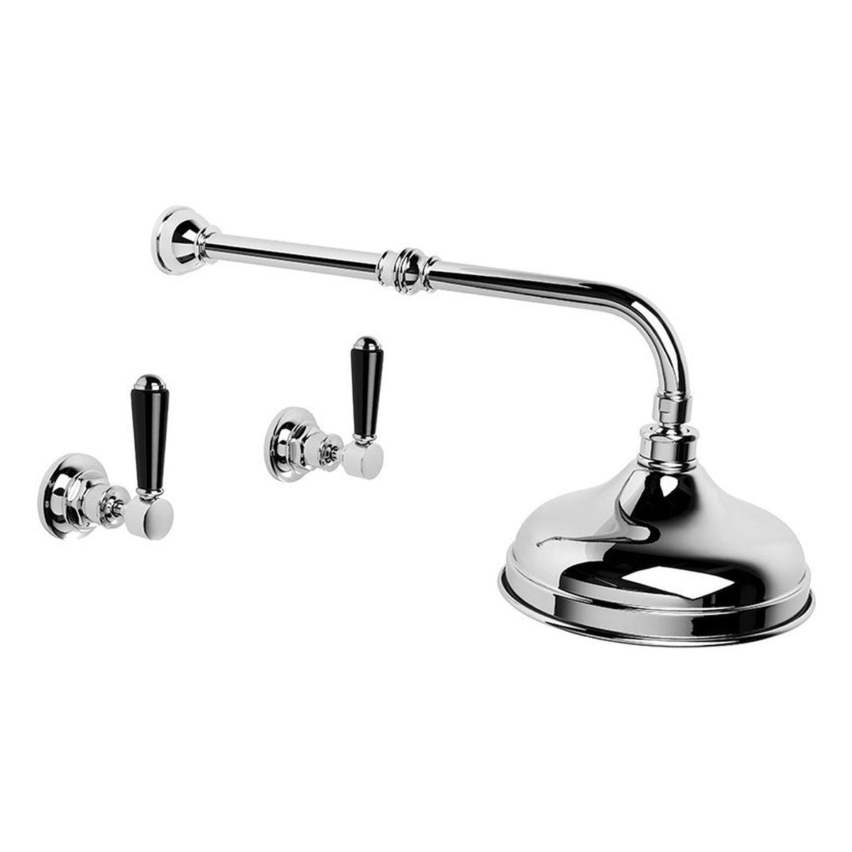 Brodware Winslow Shower Set, 200mm, Black Porcelain Lever