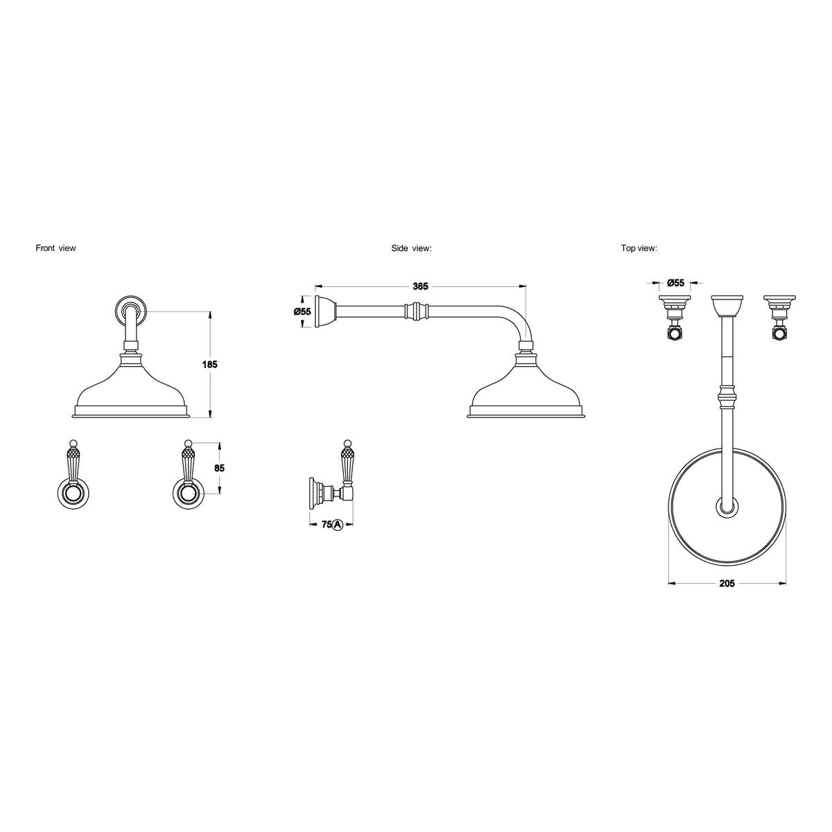 Brodware Winslow Shower Set, 200mm, Kristall Lever