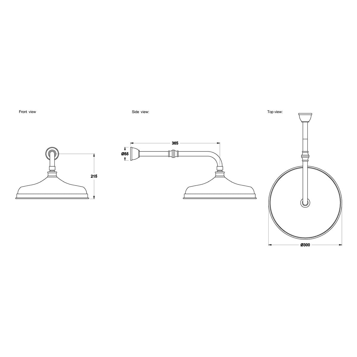 Brodware Winslow Shower Rose & Arm, 300mm
