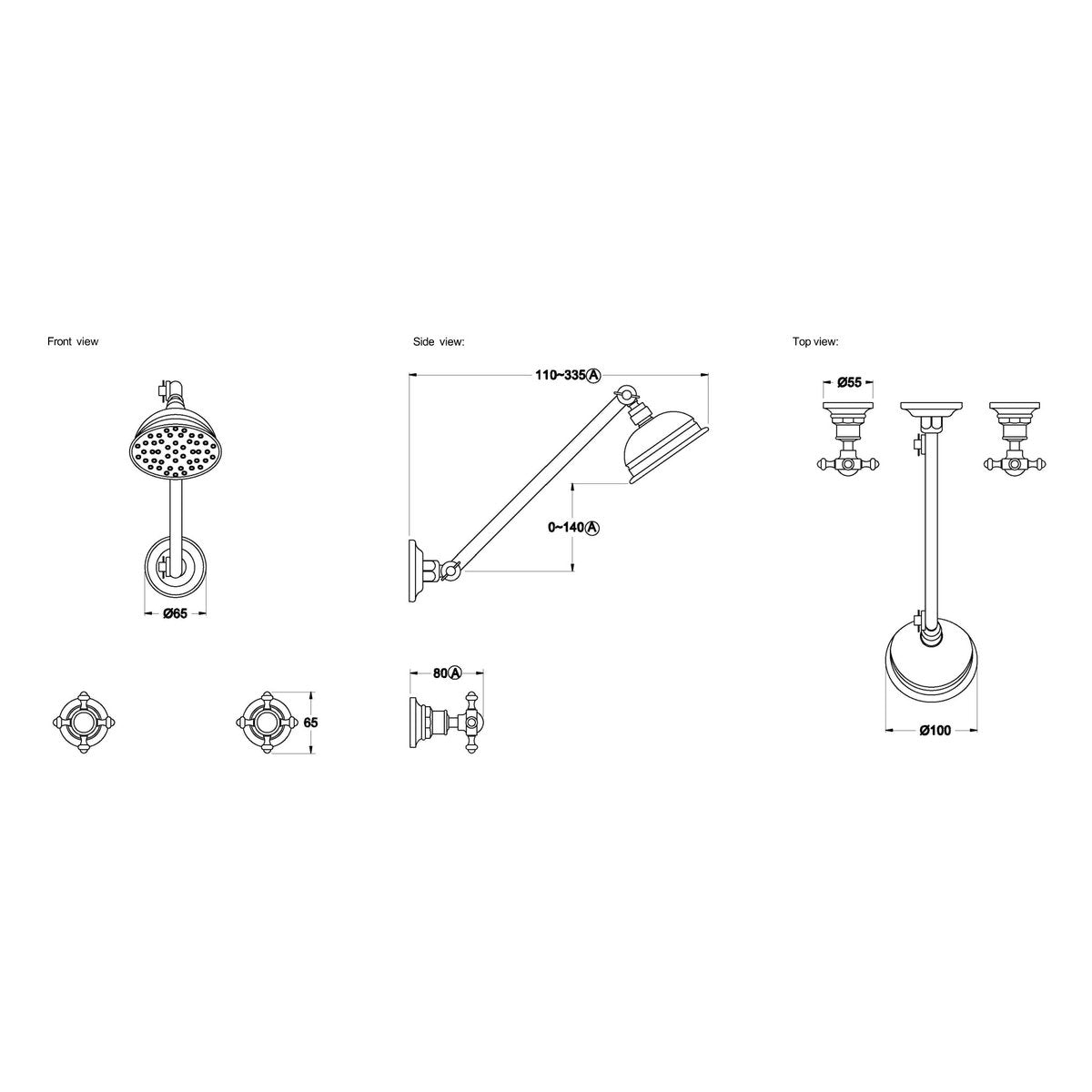 Brodware Winslow Shower Set V, Cross Handle - Ceramic Disc