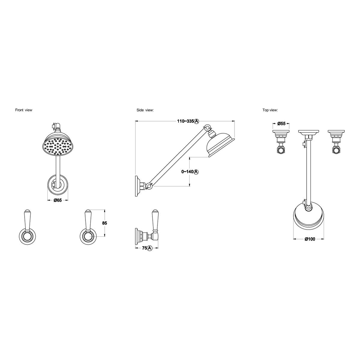 Brodware Winslow Shower Set V, Metal Lever