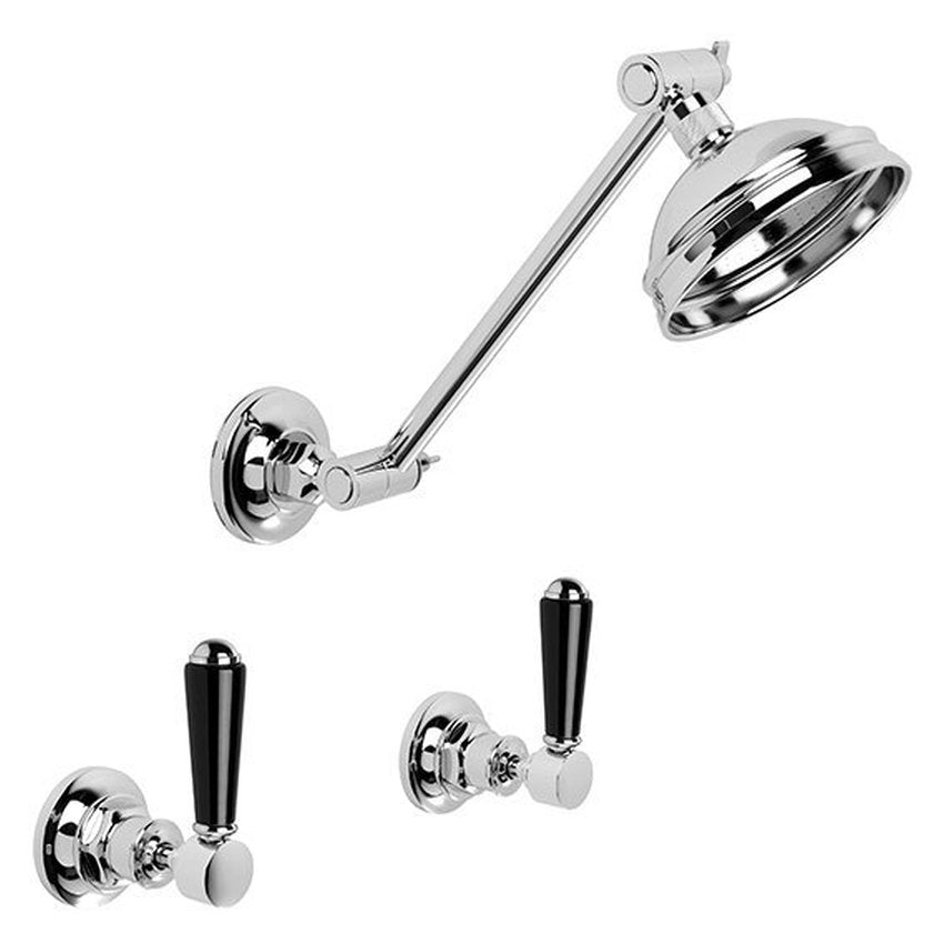 Brodware Winslow Shower Set V, Black Porcelain Lever