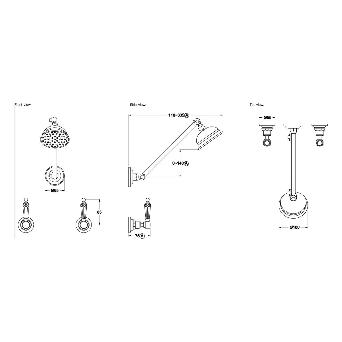 Brodware Winslow Shower Set V, Kristall Lever
