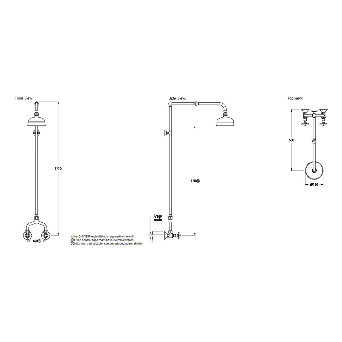 Brodware Winslow Shower Set IV, Cross Handle - Ceramic Disc