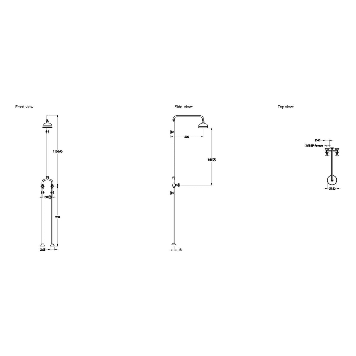 Brodware Winslow Shower Set I, Cross Handle - Ceramic Disc
