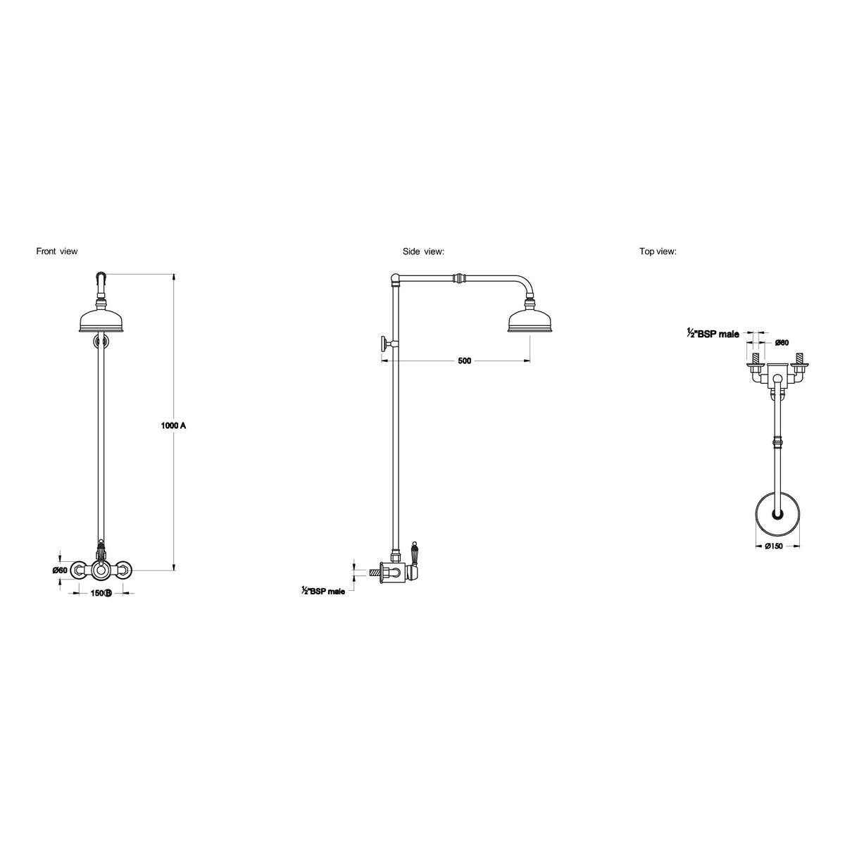 Brodware Winslow Shower Mixer Set VI, Kristall Lever