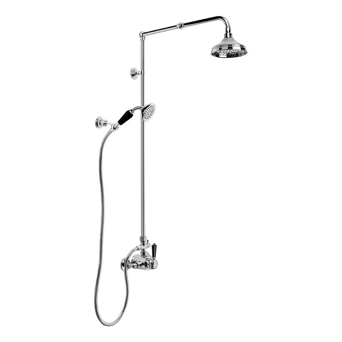 Brodware Winslow Shower Mixer Set V, Black Porcelain Lever