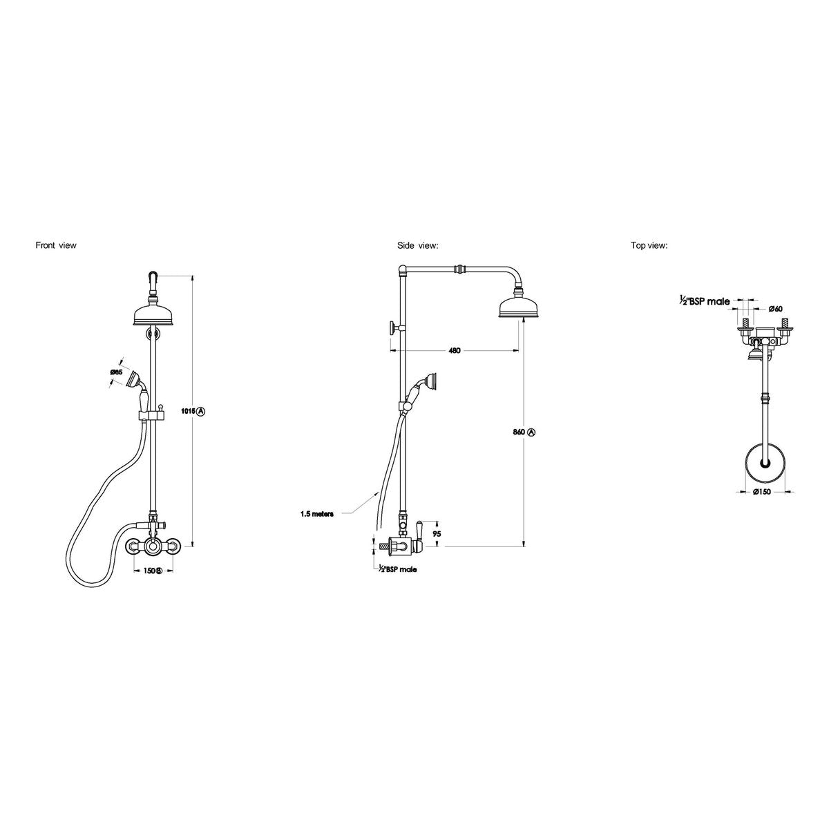 Brodware Winslow Shower Mixer Set IV, Metal Lever