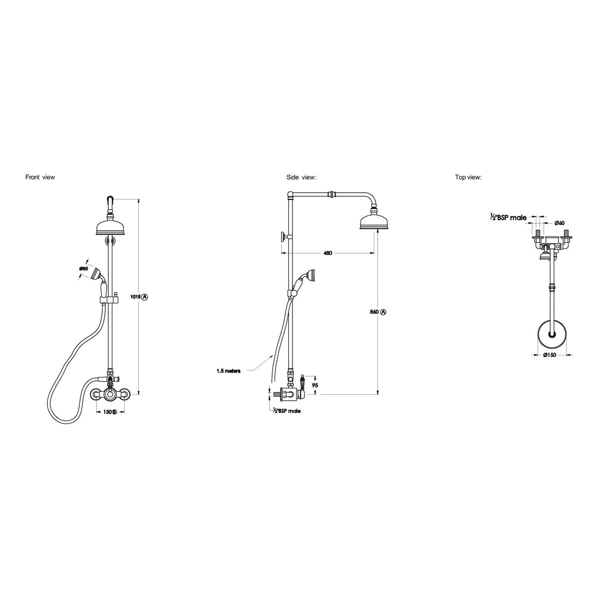 Brodware Winslow Shower Mixer Set IV, Kristall Lever