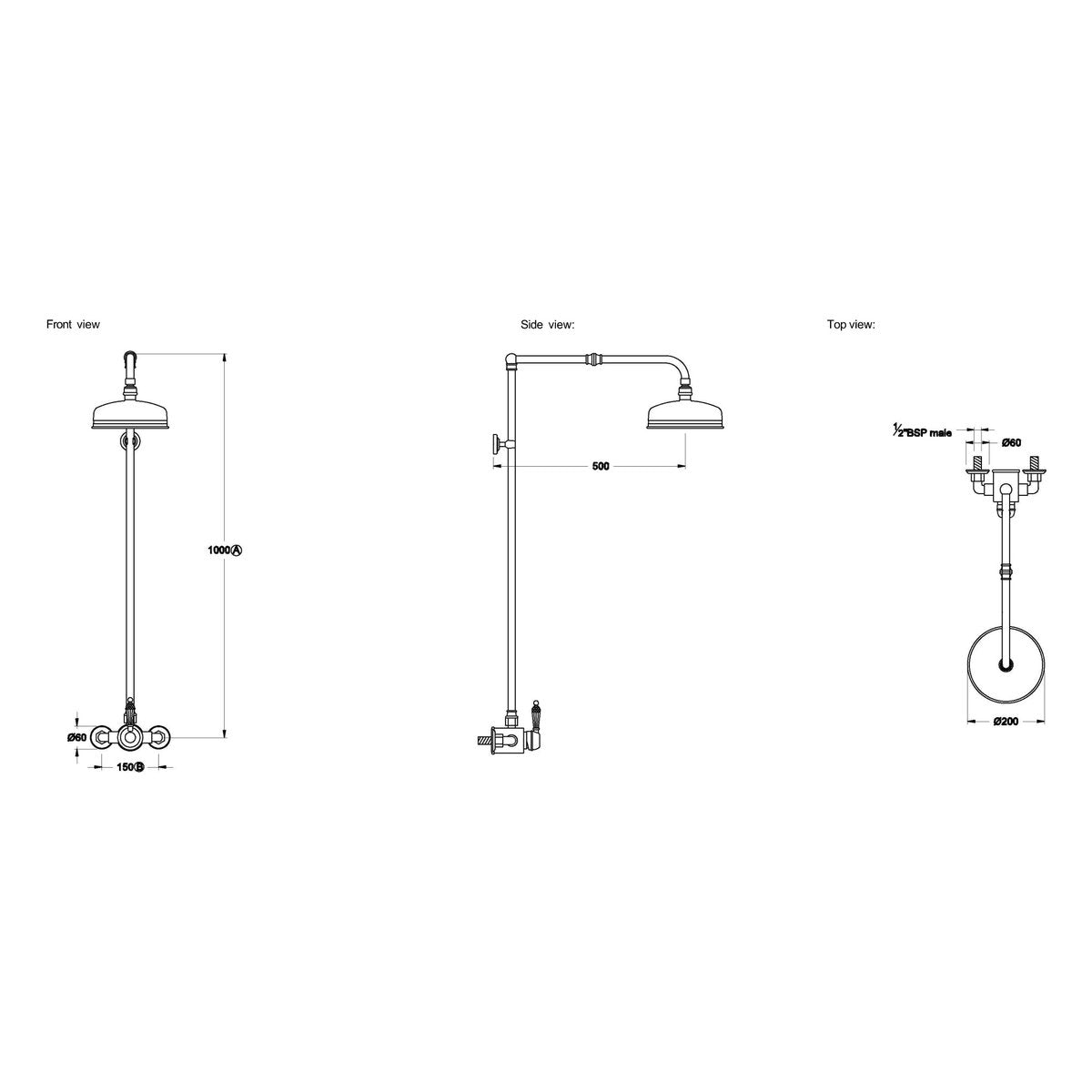 Brodware Winslow Shower Mixer Set III, Kristall Lever