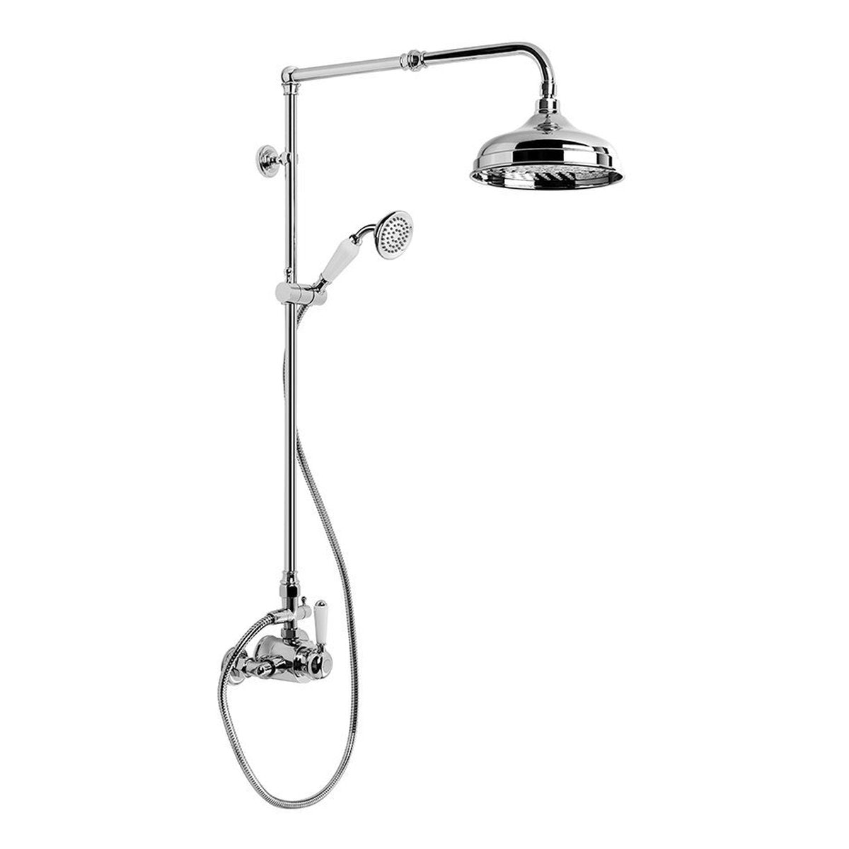 Brodware Winslow Shower Mixer Set I, White Porcelain Lever