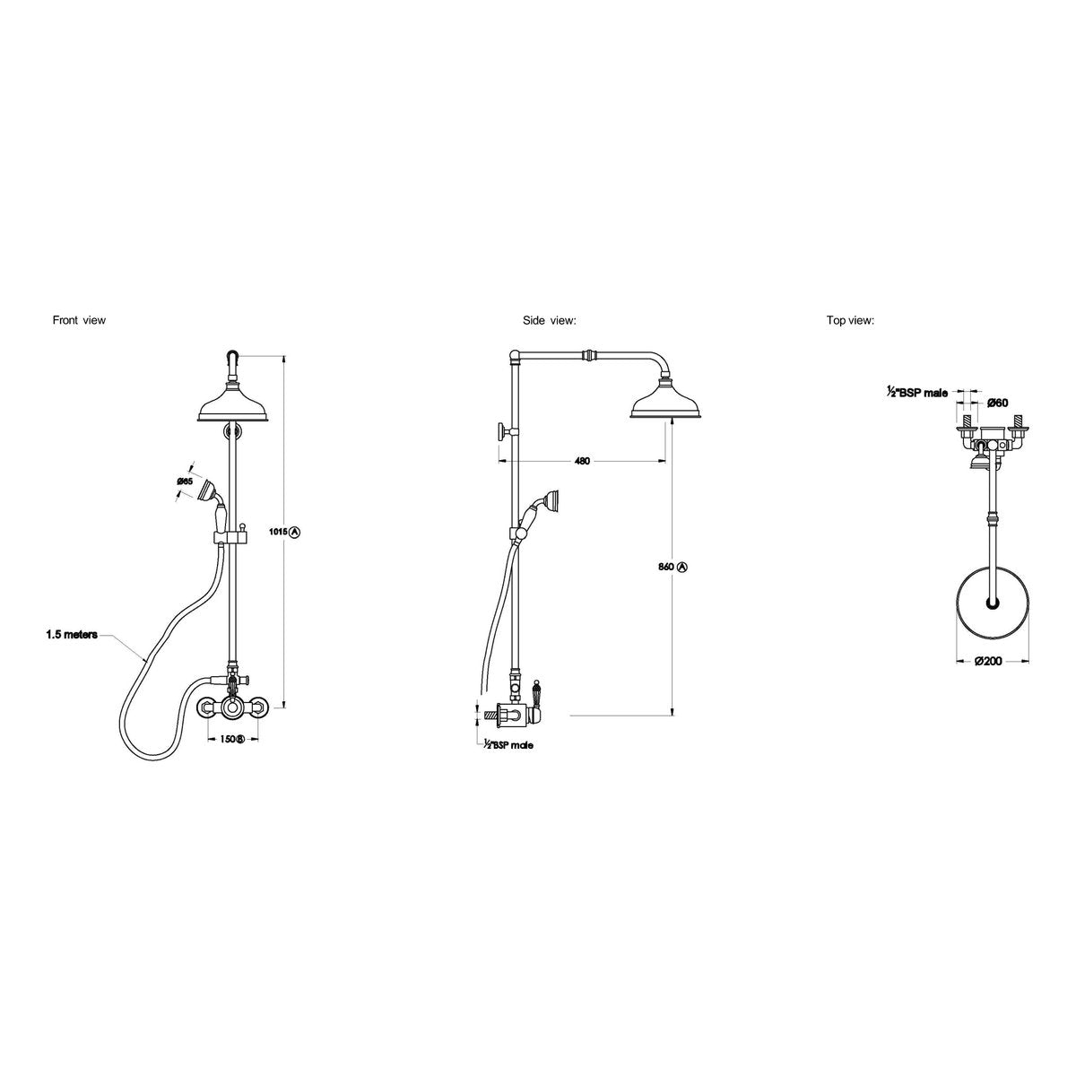 Brodware Winslow Shower Mixer Set I, Kristall Lever