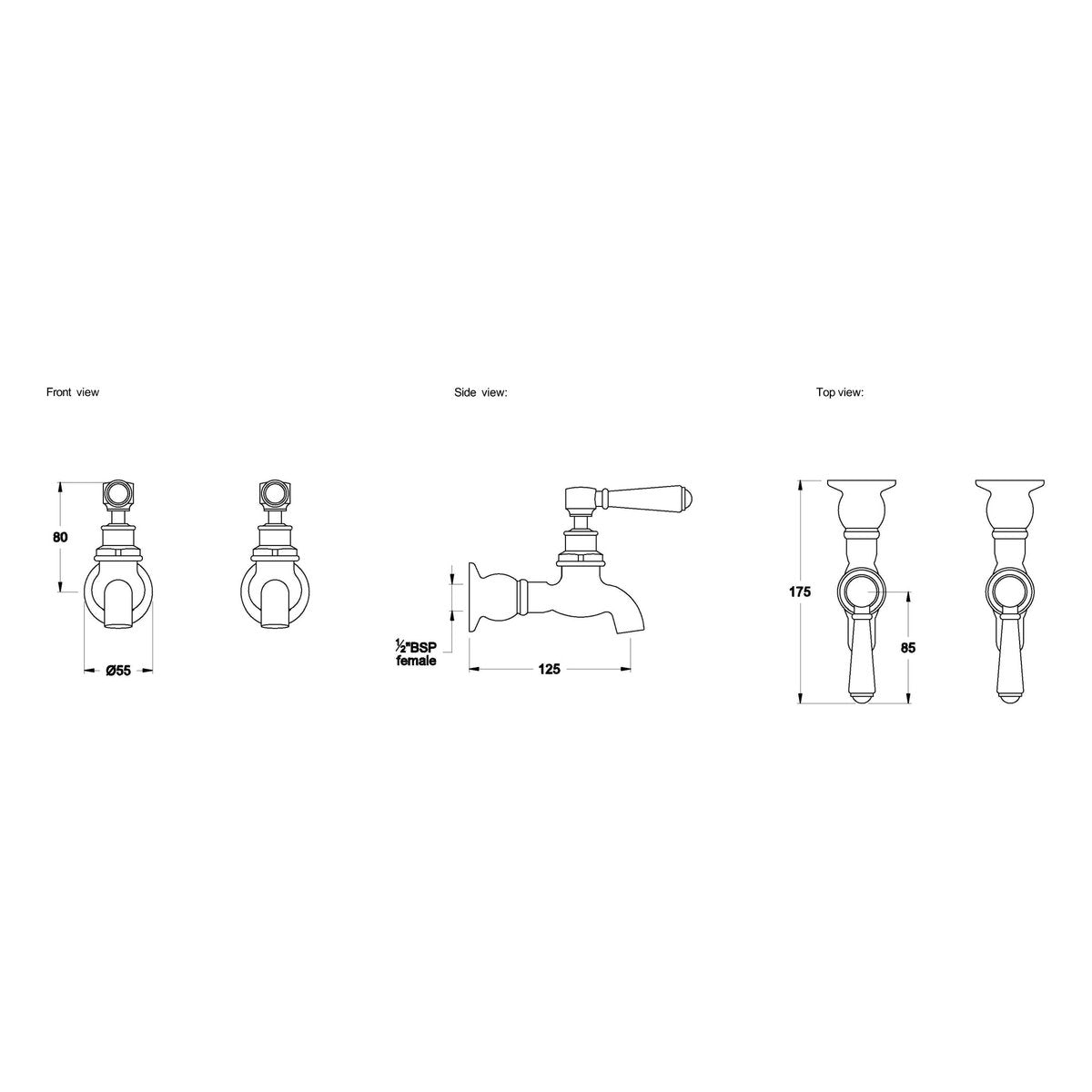 Brodware Winslow Bib Taps, Metal Lever