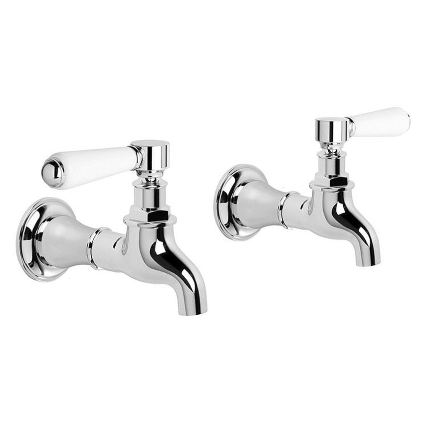 Brodware Winslow Bib Taps, White Porcelain Lever