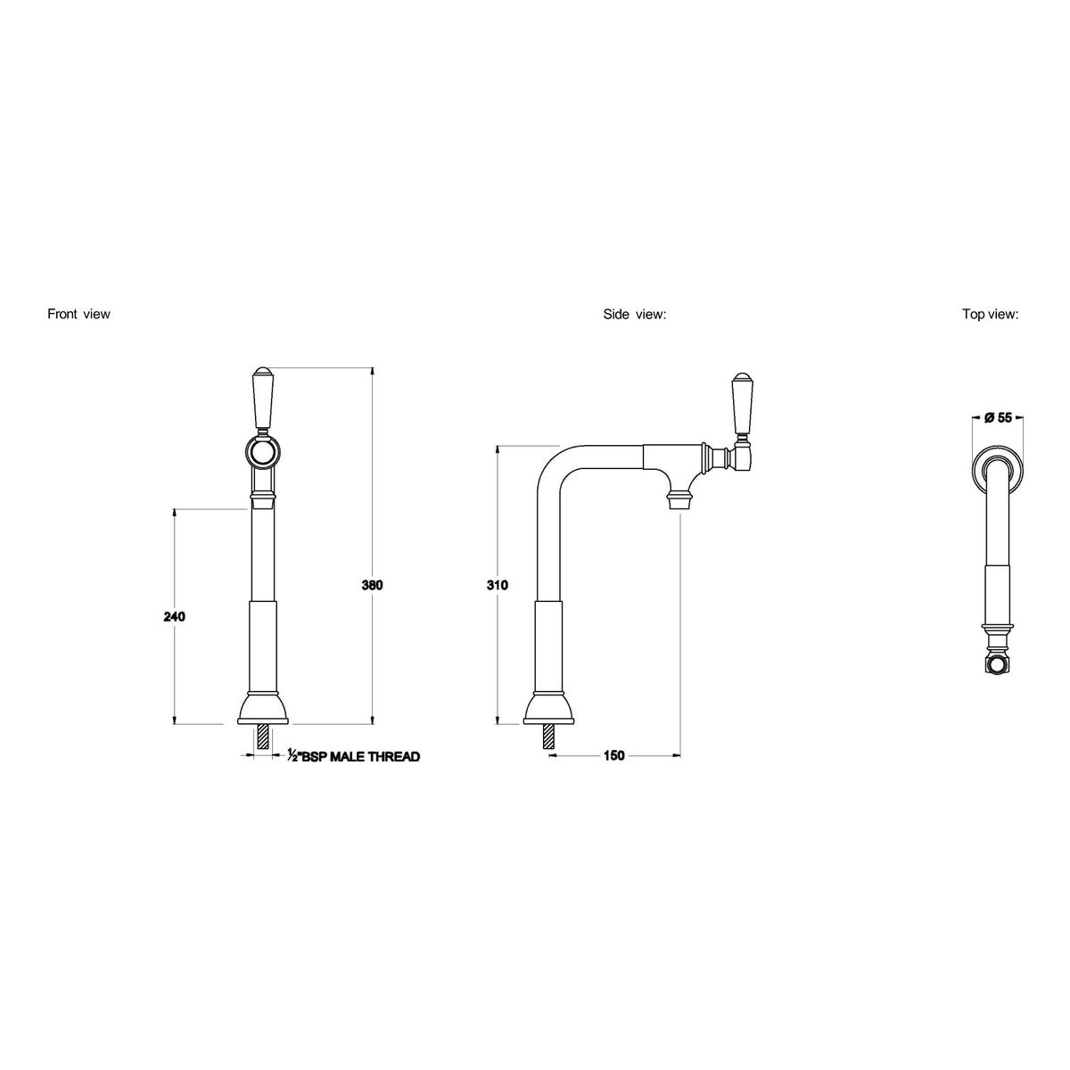 Brodware Winslow Bar Tap, Metal Lever