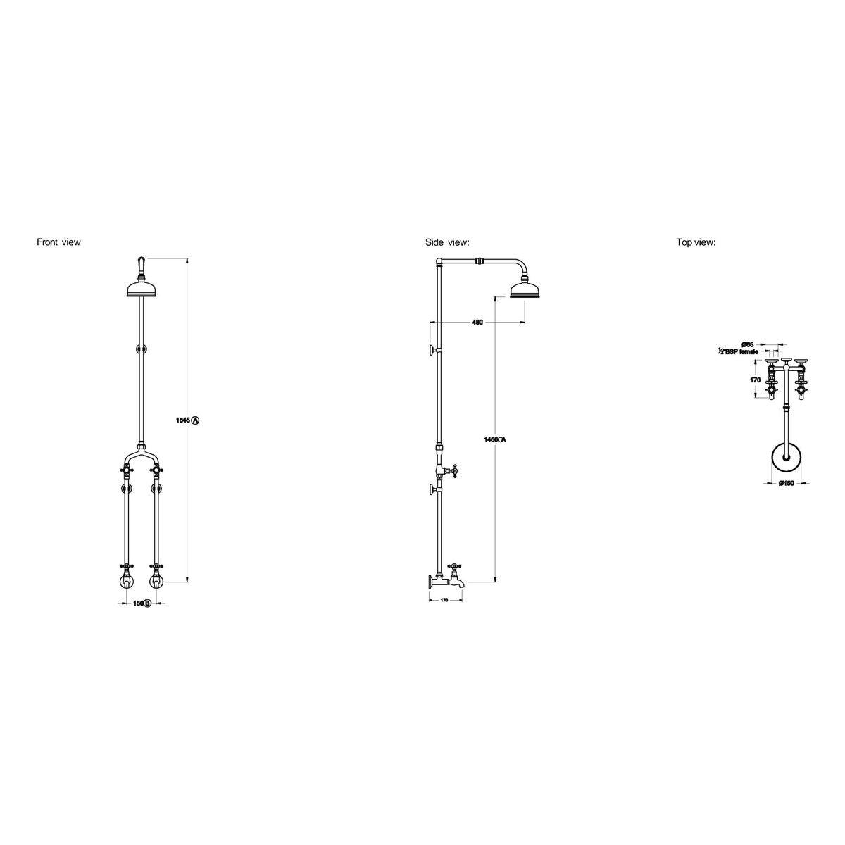 Brodware Winslow Bath & Shower Set III, Cross Handle - Ceramic Disc