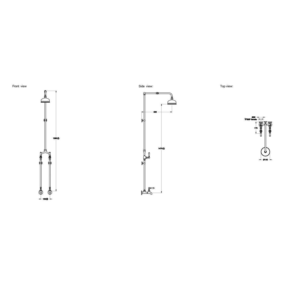 Brodware Winslow Bath & Shower Set III, Metal Lever