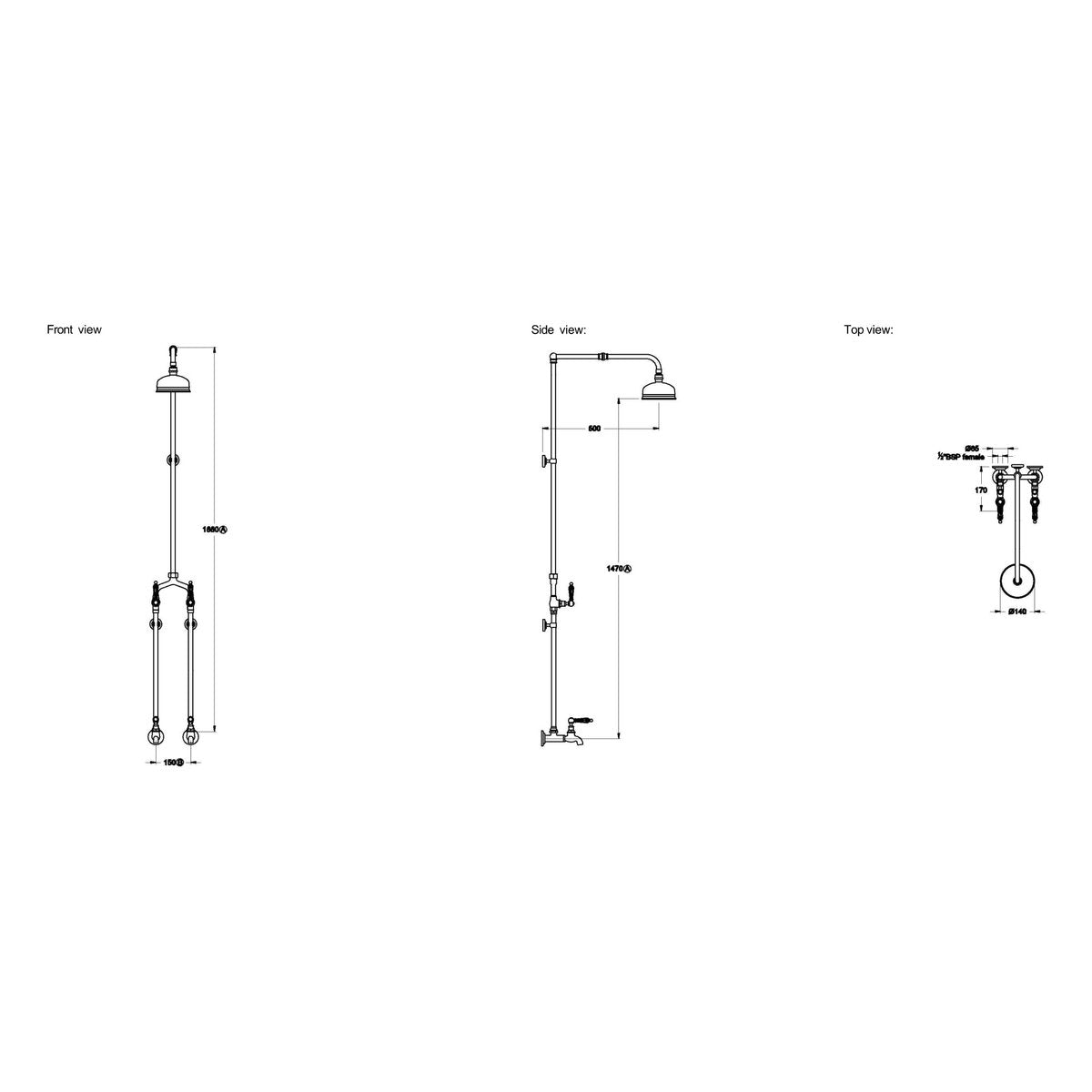 Brodware Winslow Bath & Shower Set III, Kristall Lever