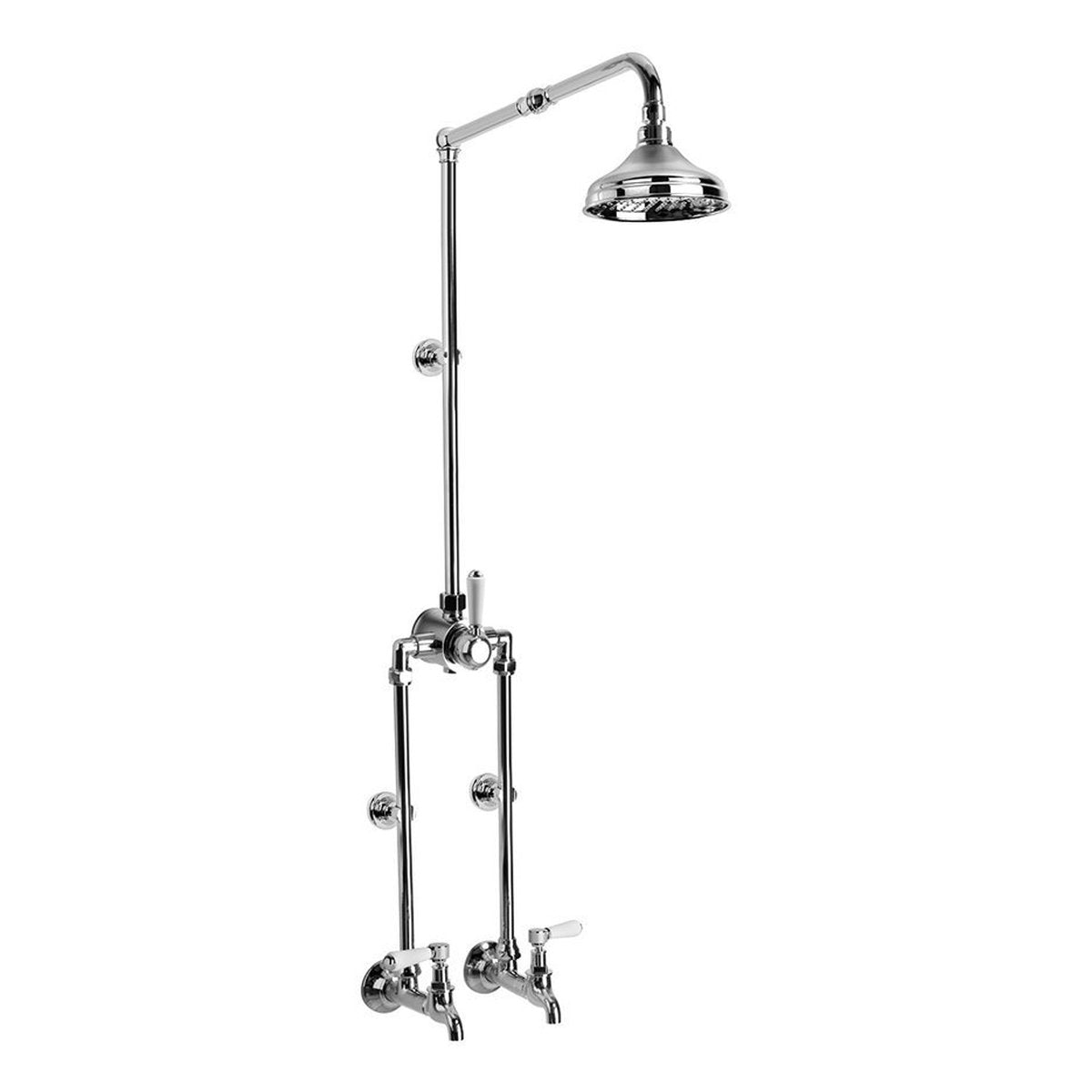 Brodware Winslow Bath & Shower Mixer Set, White Porcelain Lever