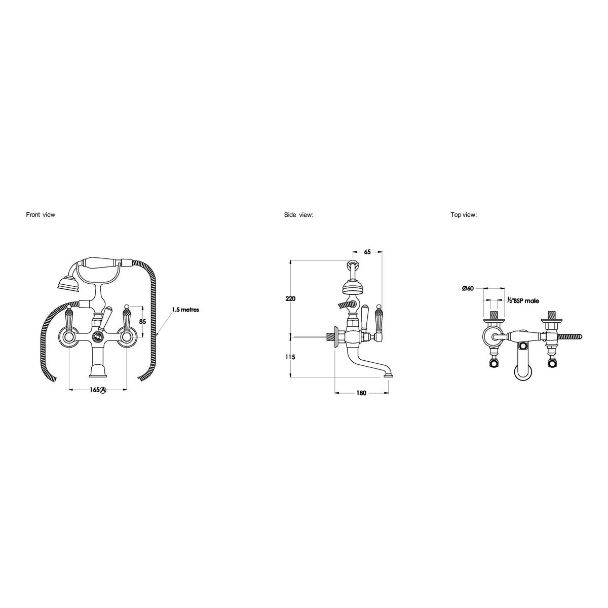 Brodware Winslow Bath Mixer With Handshower III, Kristall Lever