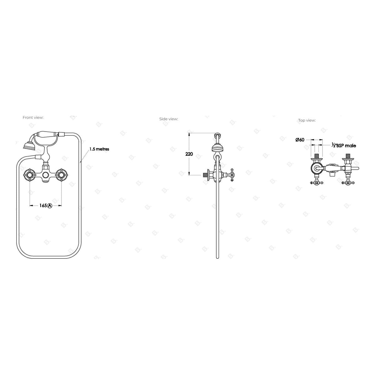 Brodware Winslow Handshower Set, Cross Handle - Ceramic Disc